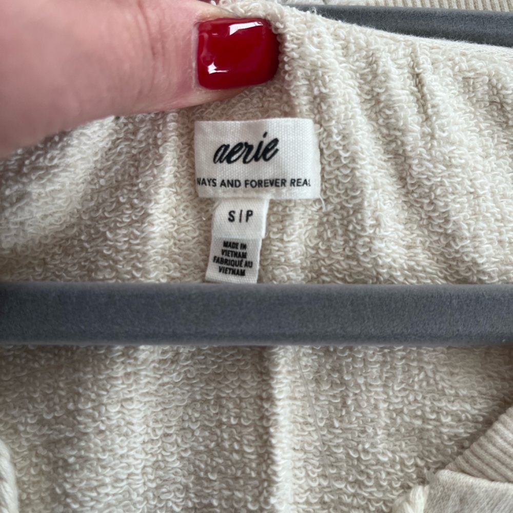 Aerie Cream Pullover Oversized Top Women’s Size Small - Picture 2 of 13